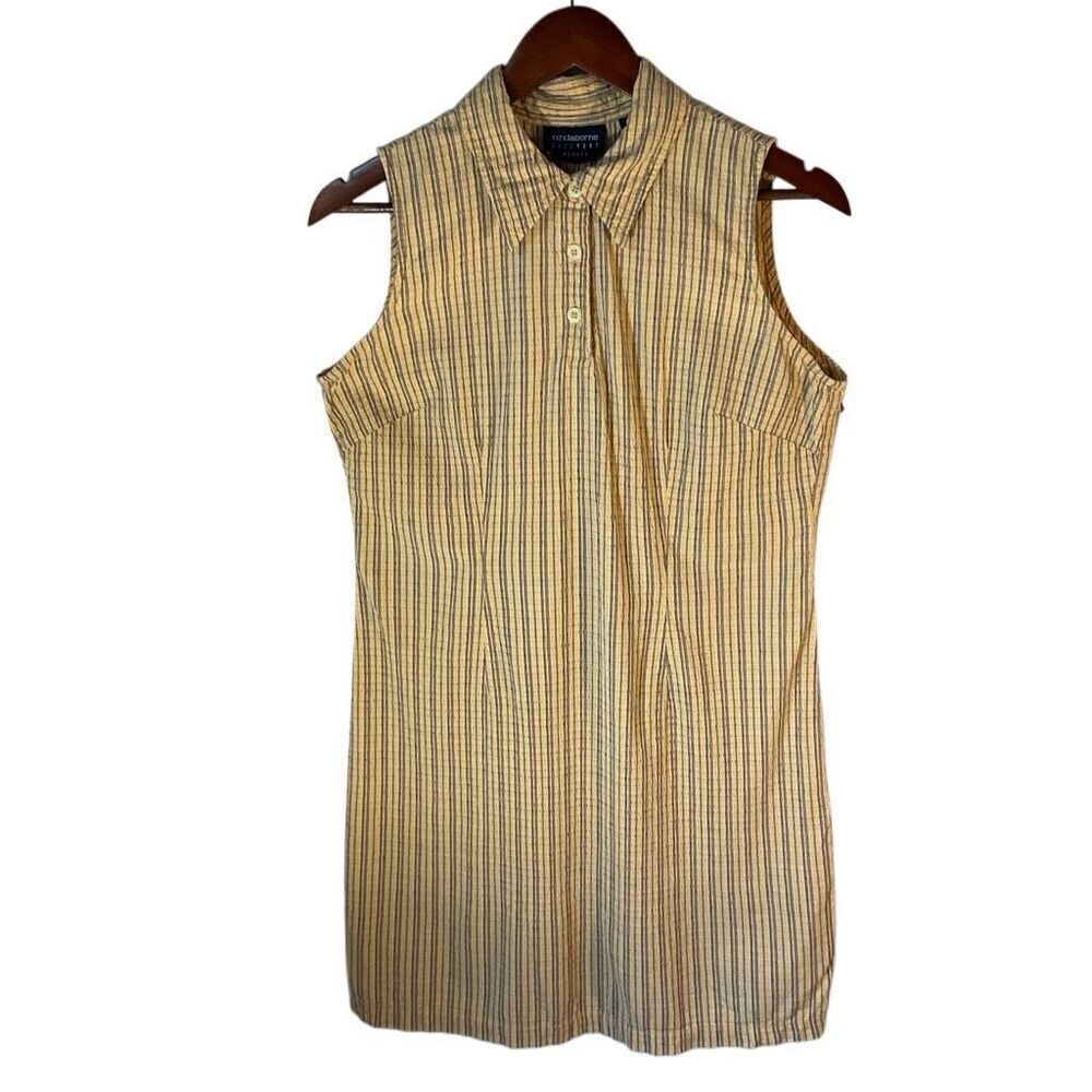 Vintage Liz Claiborne Petites Lizsport Waffle Weave Dress, 8P. Butter Yellow Sum - Picture 4 of 15
